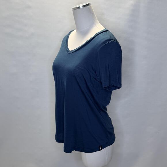 Smartwool Merino Sport 120 Shirt Womens Small Blue V Neck Short Sleeve Wool - Picture 4 of 12